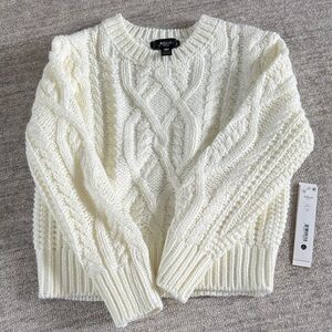 AQUA Girl Cream Cable Knit Sweater